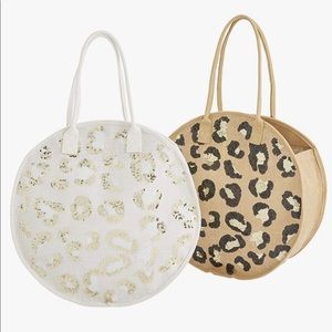 Mudpie Leopard Jute Tote-Tan